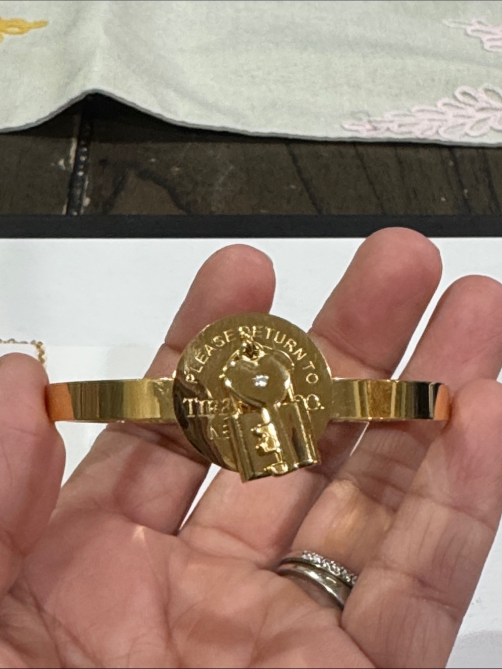 Source Unknown Gold-Tone Key Charm Cuff Bracelet